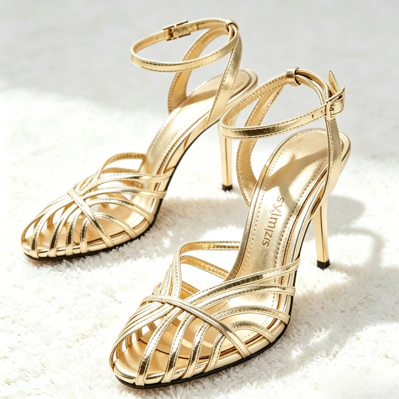Women Shoes Formal - Sexy Gold Hollow Narrow Band High