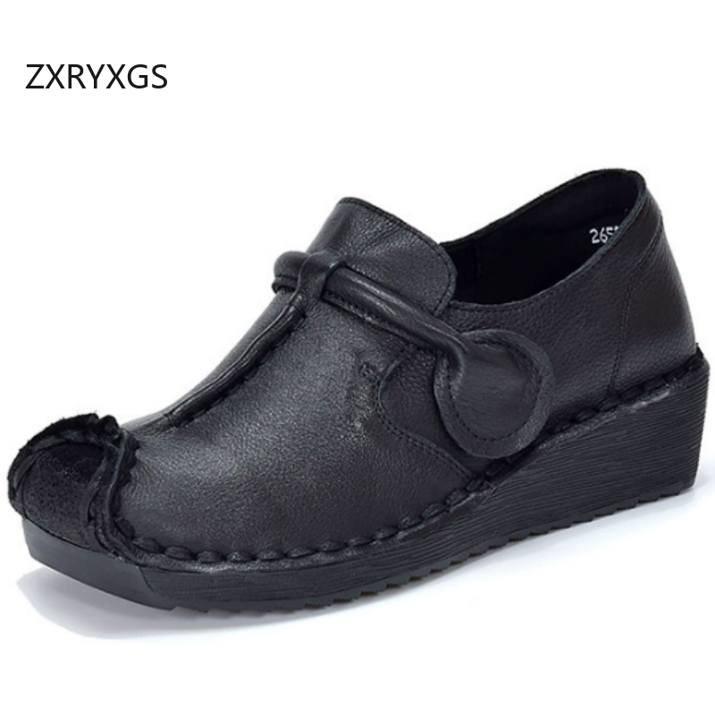 Women Shoes Size 4 In Cm - ZXRYXGS Classic Retro Top Layer Cowhide