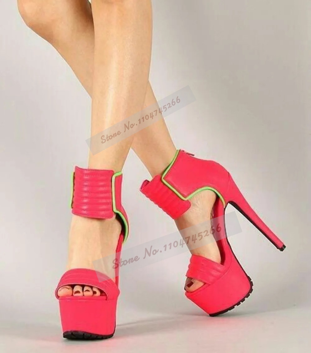 Rose Red Matte Leather Striped - Wide Fit Heels ulasan dan harga