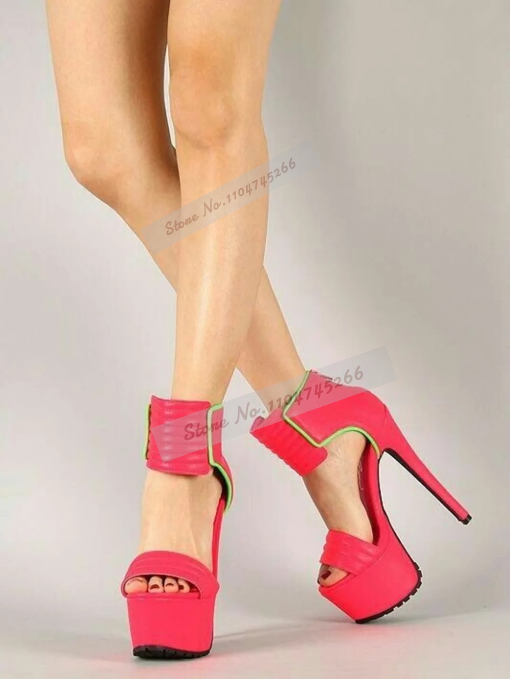 Rose Red Matte Leather Striped - Wide Fit Heels ulasan dan harga