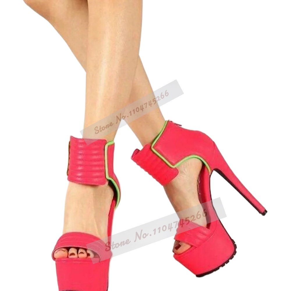 Rose Red Matte Leather Striped - Wide Fit Heels ulasan dan harga