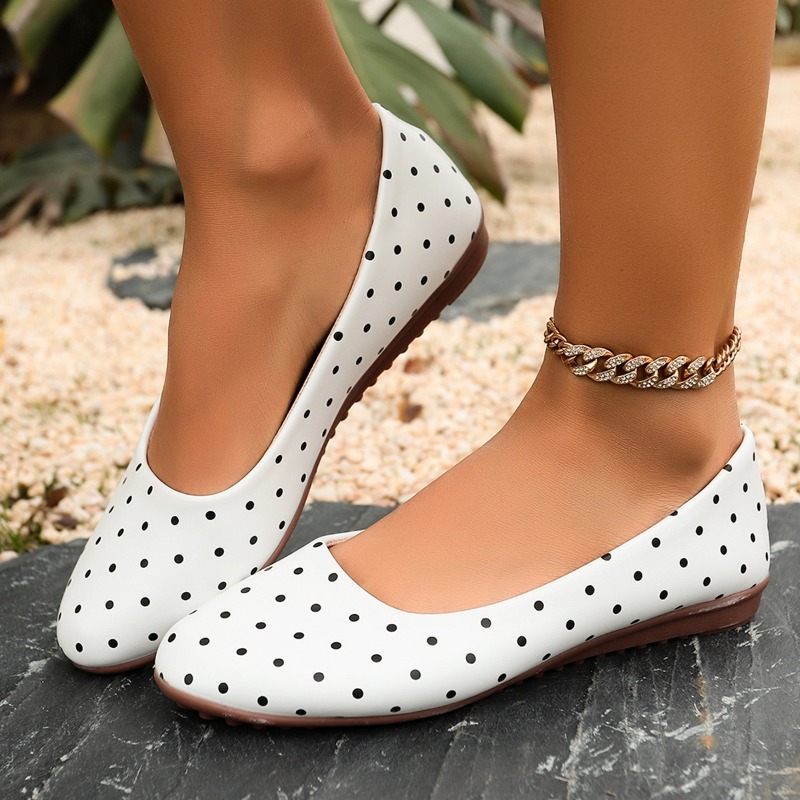 Ladies White Polka Dot Flats R - Shoes For Women Flats ulasan dan harga