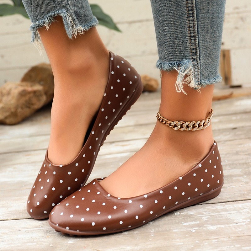 Ladies White Polka Dot Flats R - Shoes For Women Flats ulasan dan harga