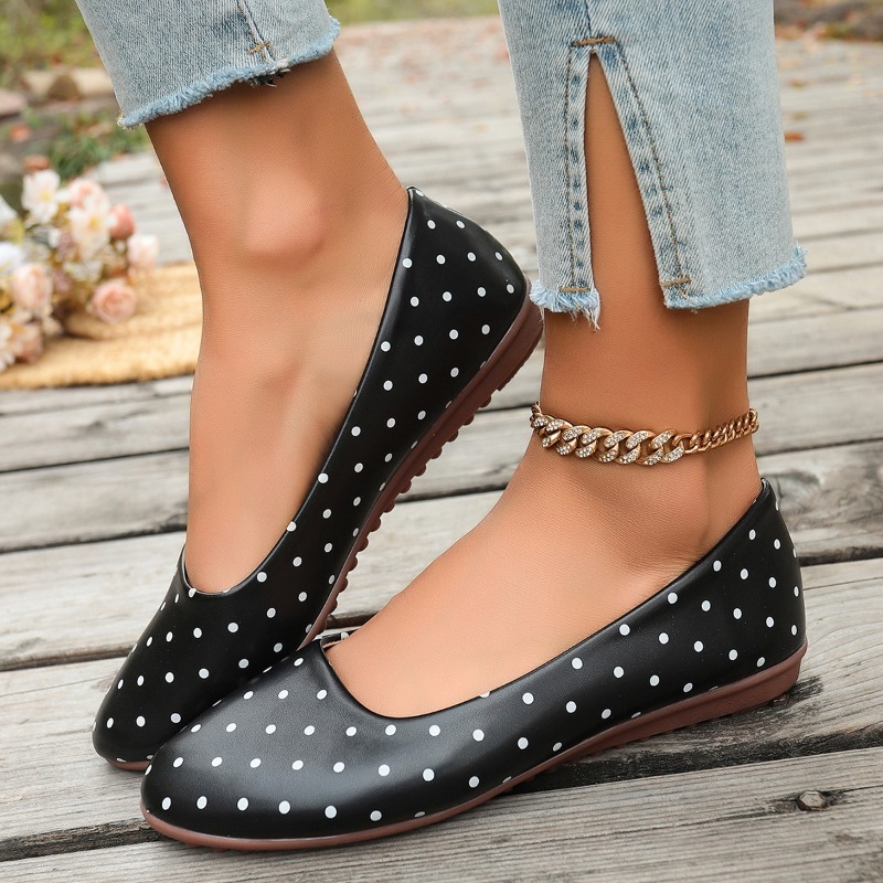 Ladies White Polka Dot Flats R - Shoes For Women Flats ulasan dan harga