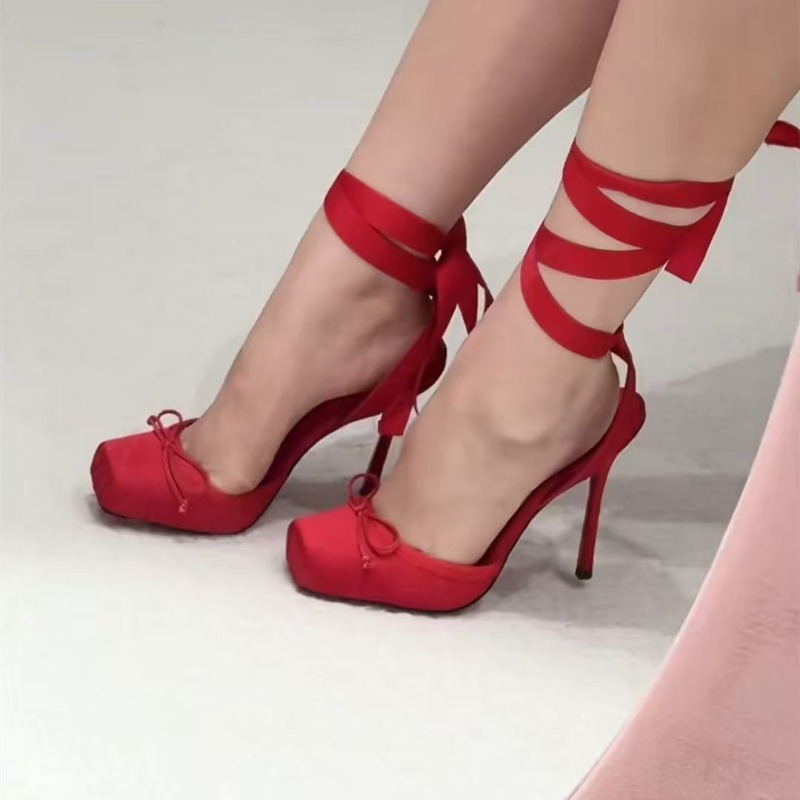 Red High-heeled Shoes, Women's - Wide Fit Heels ulasan dan harga