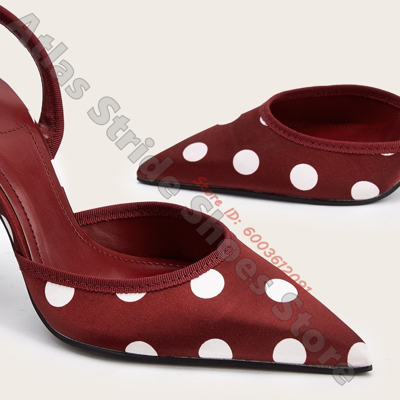 Satin White Polka Dot Pointed  - Wide Fit Heels ulasan dan harga