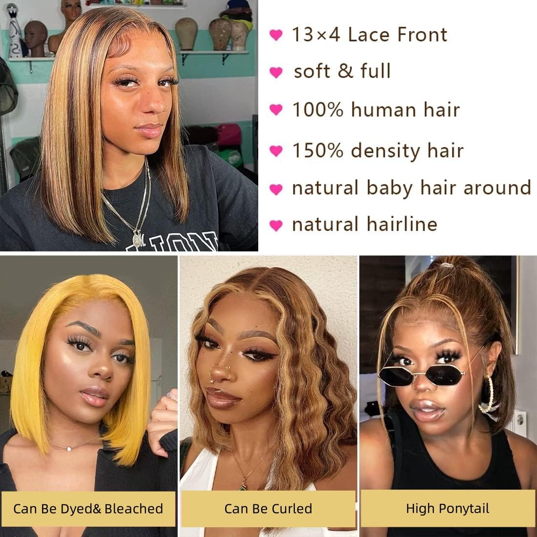 Bob Wig Human Hair 13x4 HD Lac - Women'S Shoes Bobs ulasan dan harga