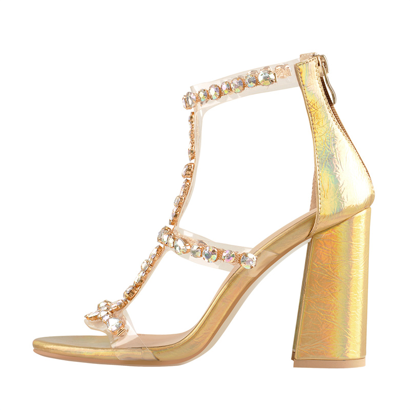 Onlymaker Women Gold Rhineston - Clear Strap Heel ulasan dan harga