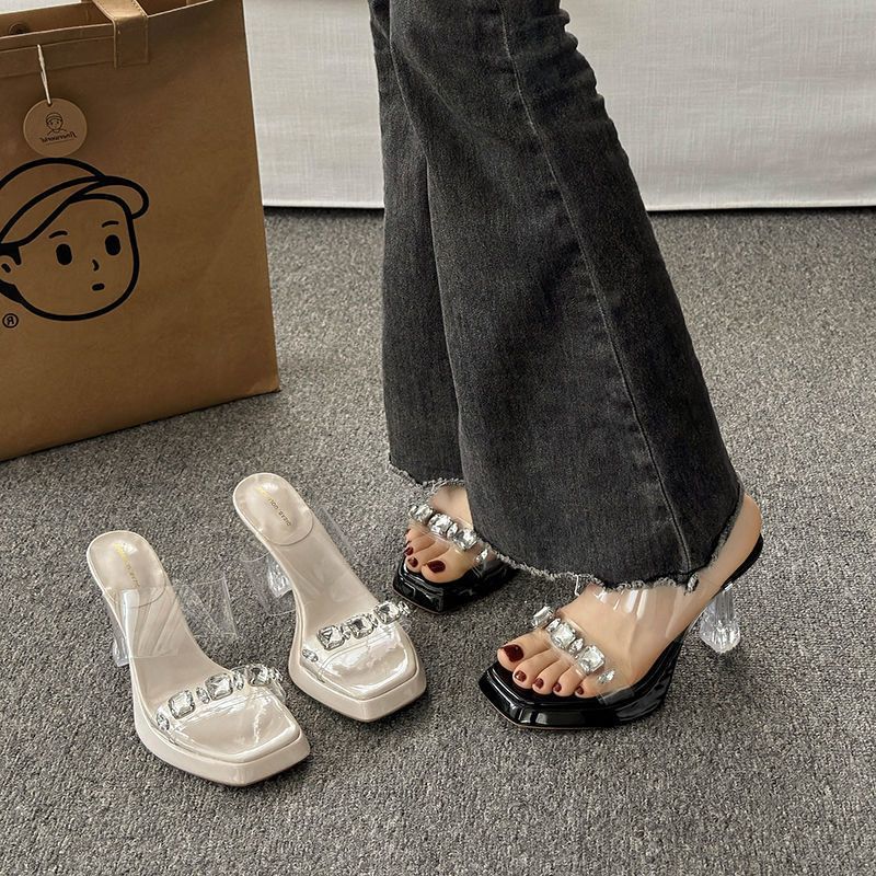Women One Strap Sandals Summer - Clear Strap Heel ulasan dan harga