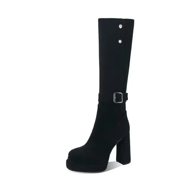 Women Platform Thick High Heel - Knee High Boots Women ulasan dan harga
