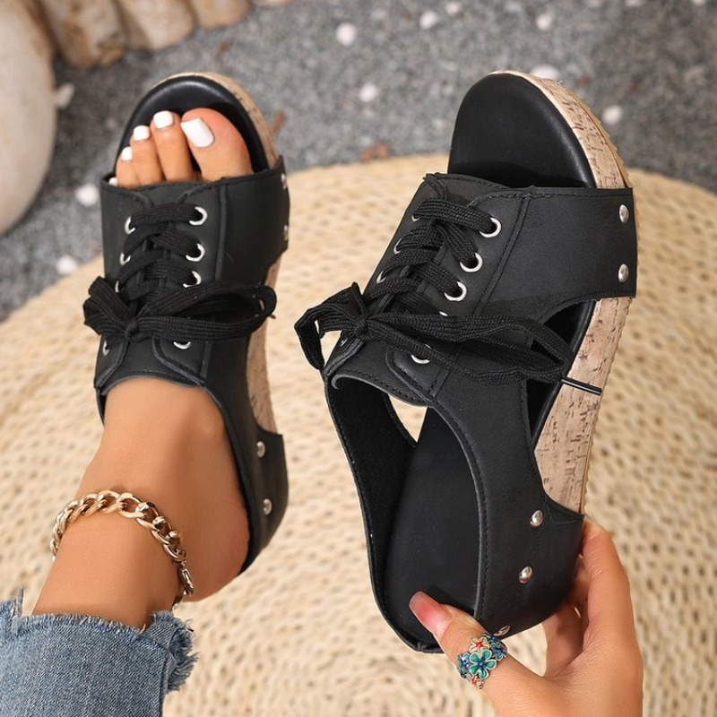 Women's Sandals Wedge Open Toe - Cork Wedge Sandal ulasan dan harga