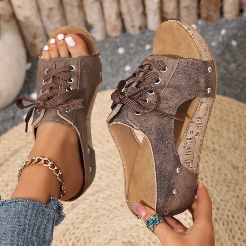 Women's Sandals Wedge Open Toe - Cork Wedge Sandal ulasan dan harga