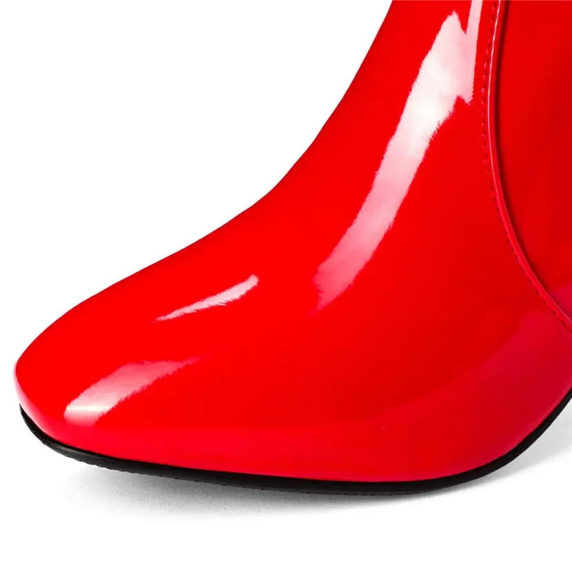 Red White Patent Leather Women - Knee High Boots Women ulasan dan harga