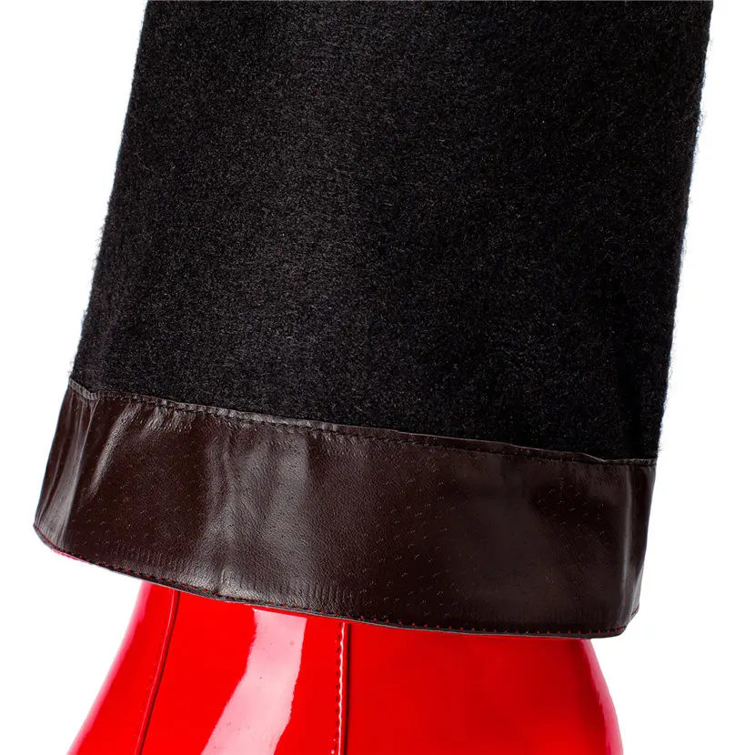 Red White Patent Leather Women - Knee High Boots Women ulasan dan harga