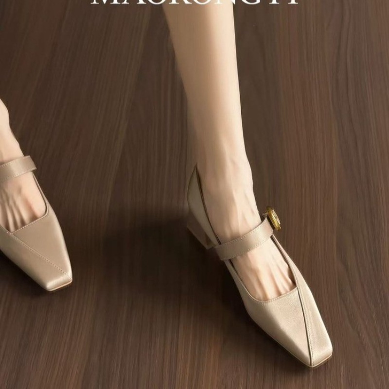 New Silk Square Head Single Sh - Women'S Shoes In Fashion ulasan dan harga