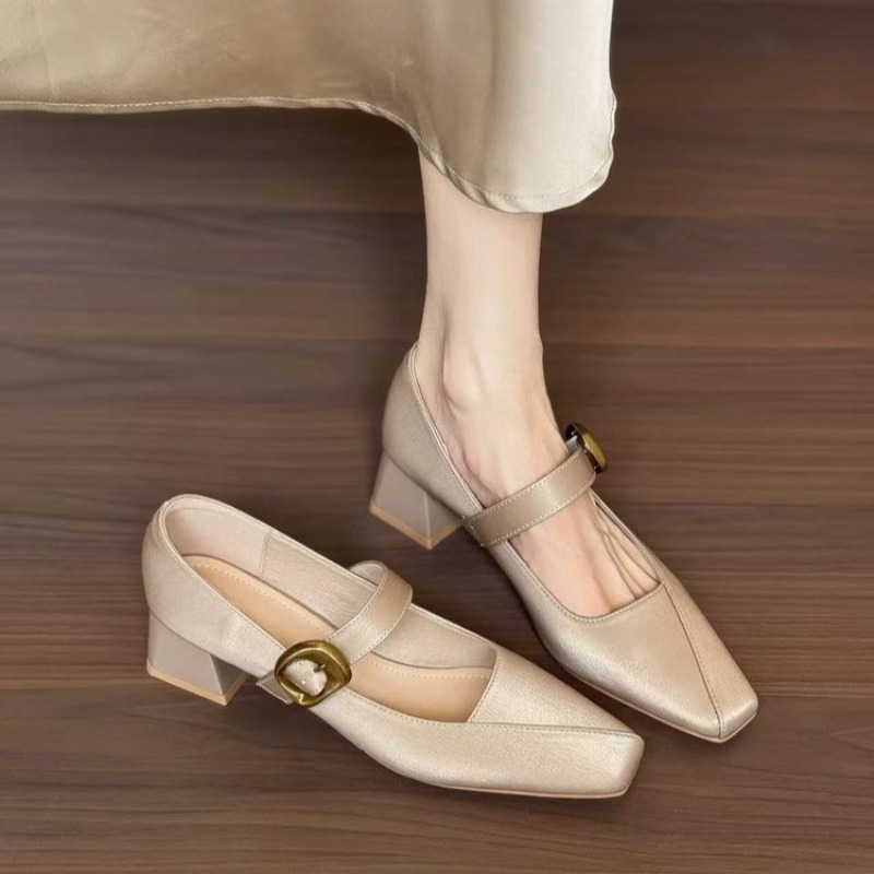 New Silk Square Head Single Sh - Women'S Shoes In Fashion ulasan dan harga