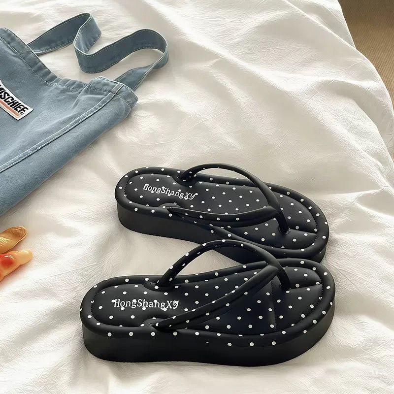 Fashion Polka Dot Platform Fli - Cork Wedge Sandal ulasan dan harga