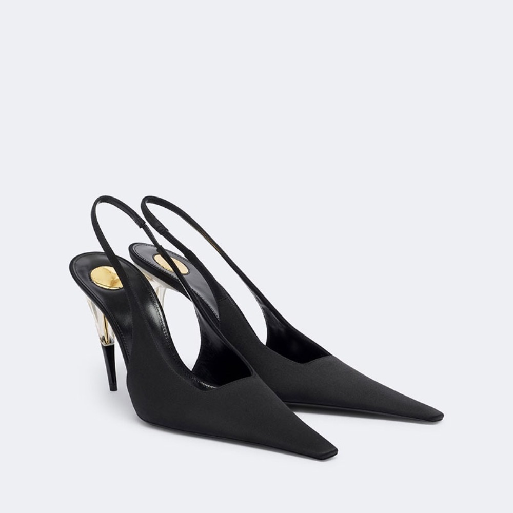 Women Satin Pointed‑Toe Stilet - Clear Strap Heel ulasan dan harga