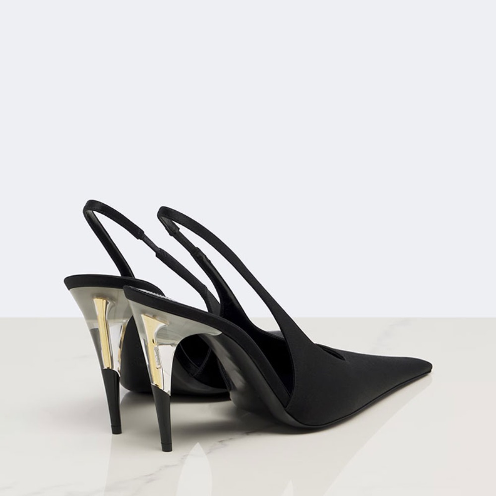 Women Satin Pointed‑Toe Stilet - Clear Strap Heel ulasan dan harga