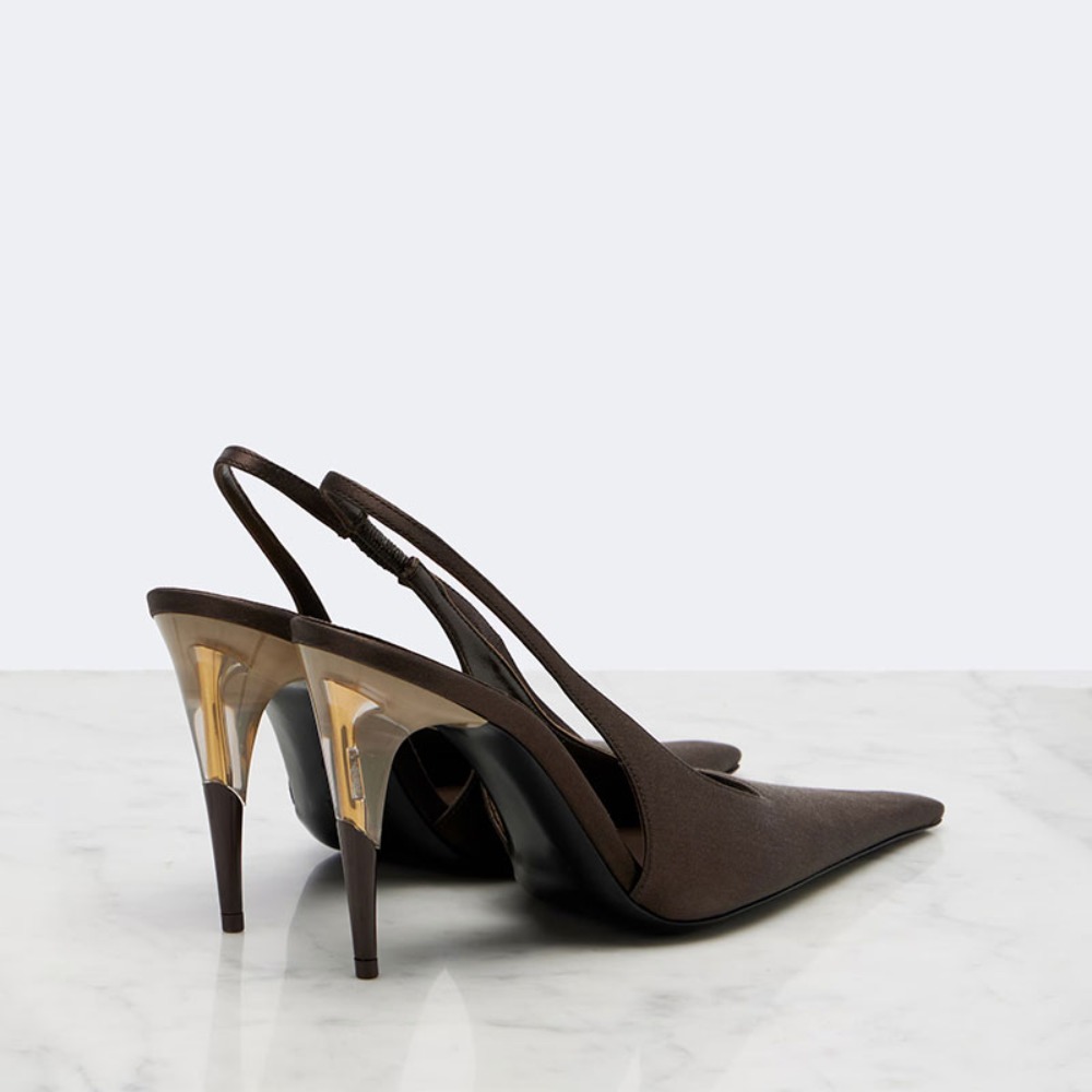 Women Satin Pointed‑Toe Stilet - Clear Strap Heel ulasan dan harga