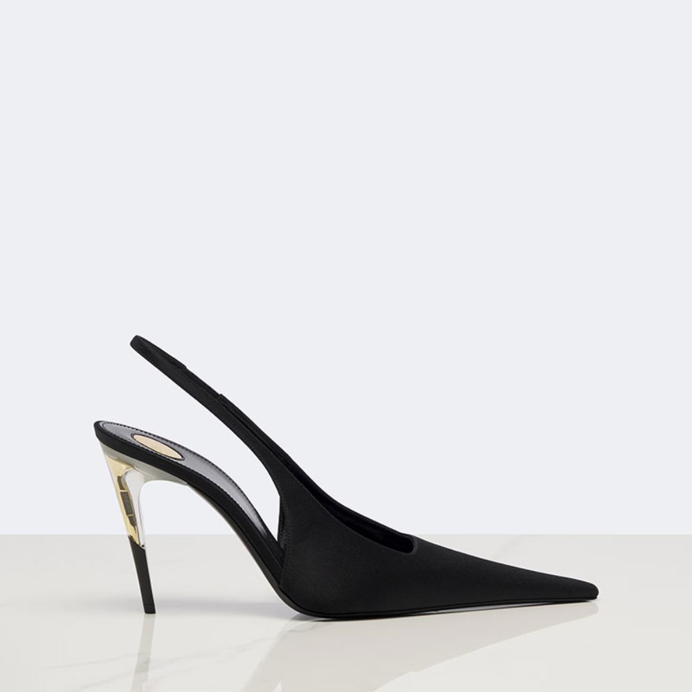 Women Satin Pointed‑Toe Stilet - Clear Strap Heel ulasan dan harga