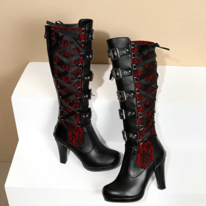 Punk Gothic Style Women's Knee - Knee High Boots Women ulasan dan harga