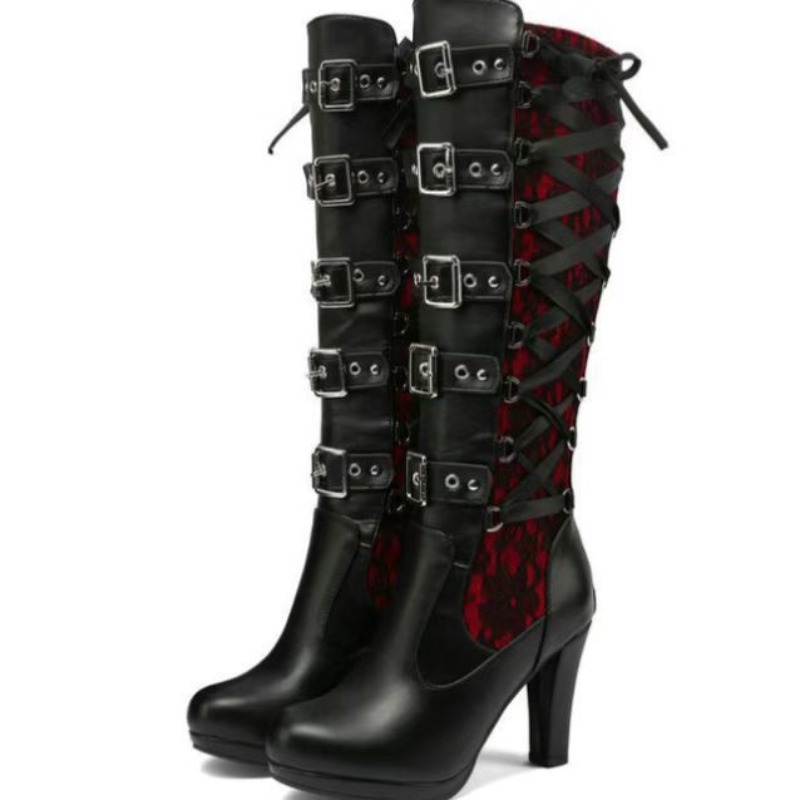 Punk Gothic Style Women's Knee - Knee High Boots Women ulasan dan harga