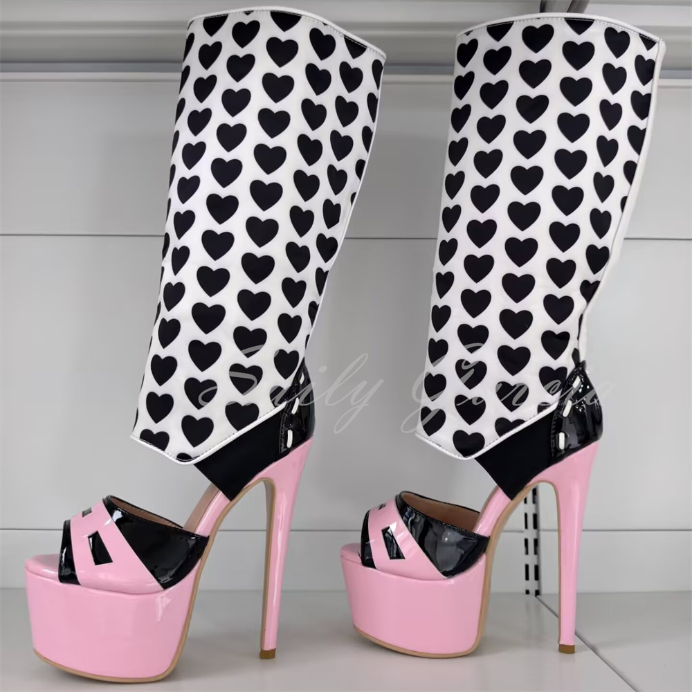 Girl Pink Heart Decor Knee Hig - Knee High Boots Women ulasan dan harga