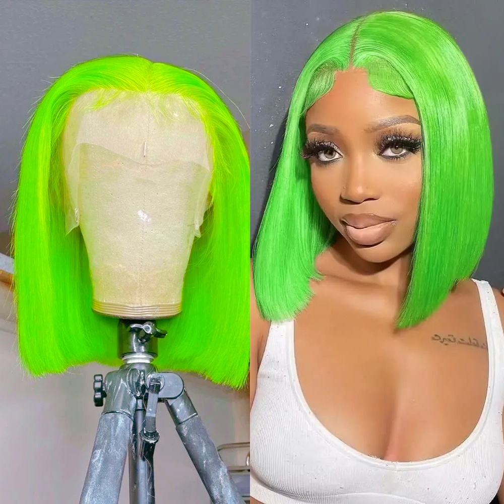 Green Wigs Short Straight Bob  - Women'S Shoes Bobs ulasan dan harga