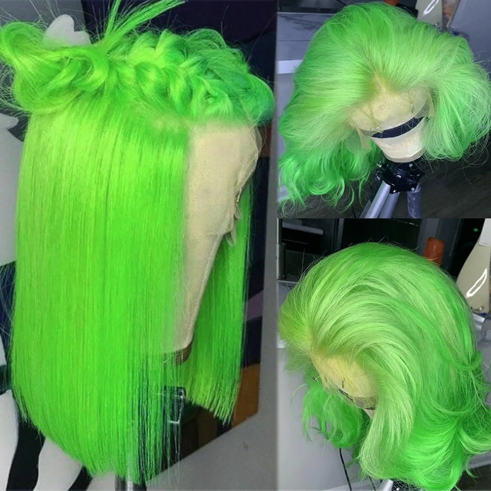 Green Wigs Short Straight Bob  - Women'S Shoes Bobs ulasan dan harga