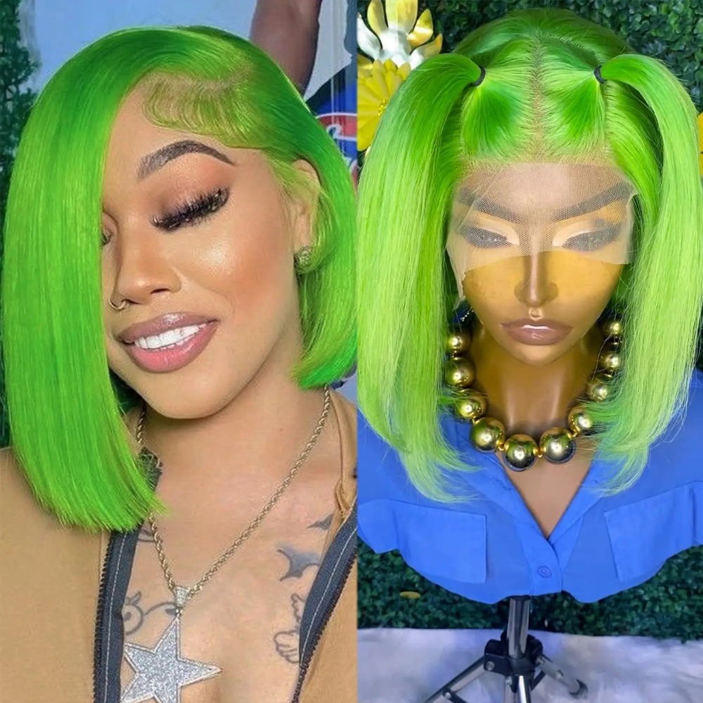 Green Wigs Short Straight Bob  - Women'S Shoes Bobs ulasan dan harga