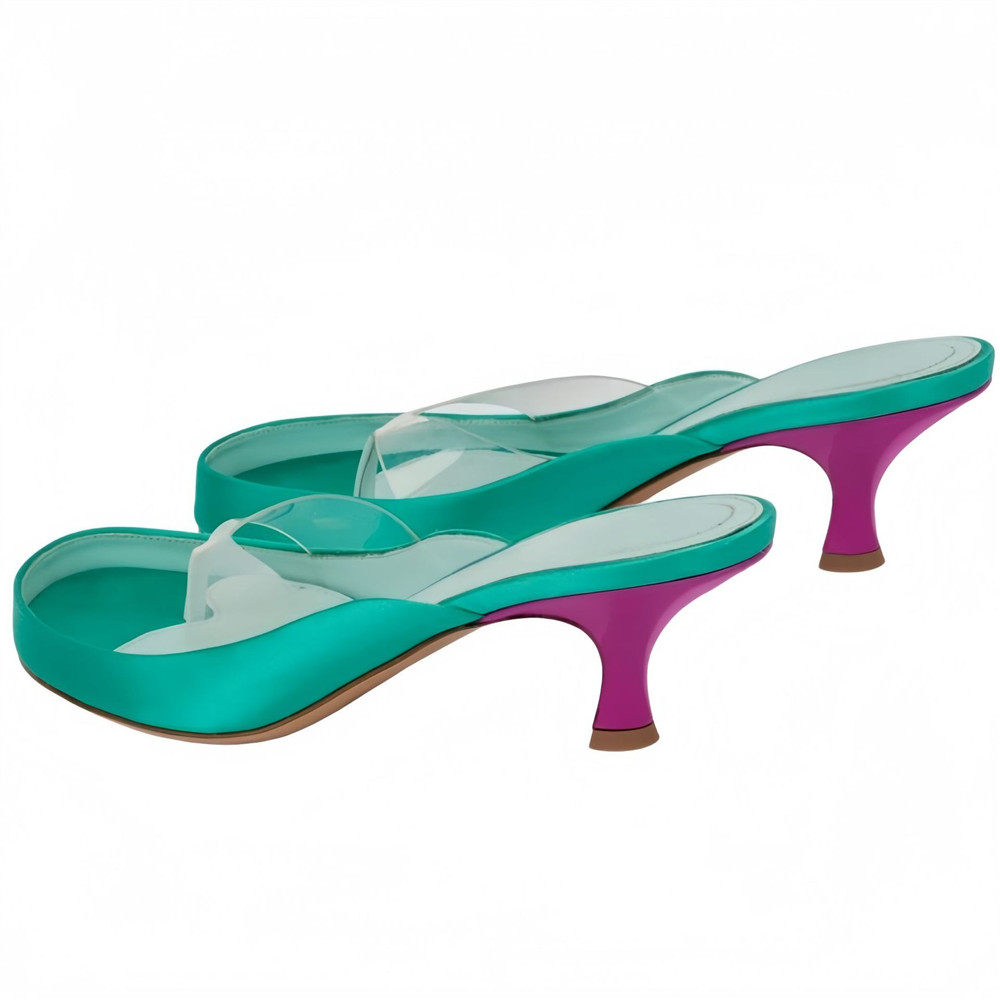 Women Gold Satin Thong Mules C - Clear Strap Heel ulasan dan harga