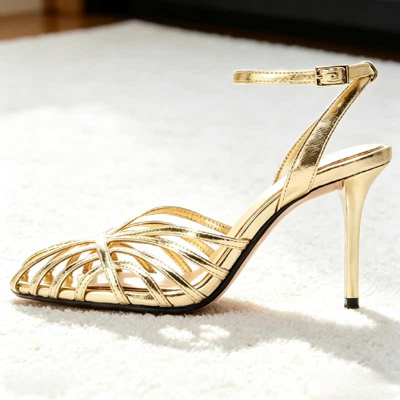 Sexy Gold Hollow Narrow Band H - Women Shoes Formal ulasan dan harga