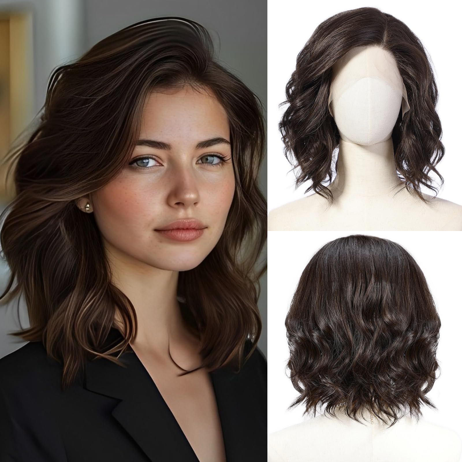 Side Part Wavy Synthetic Wig D - Women'S Shoes Bobs ulasan dan harga