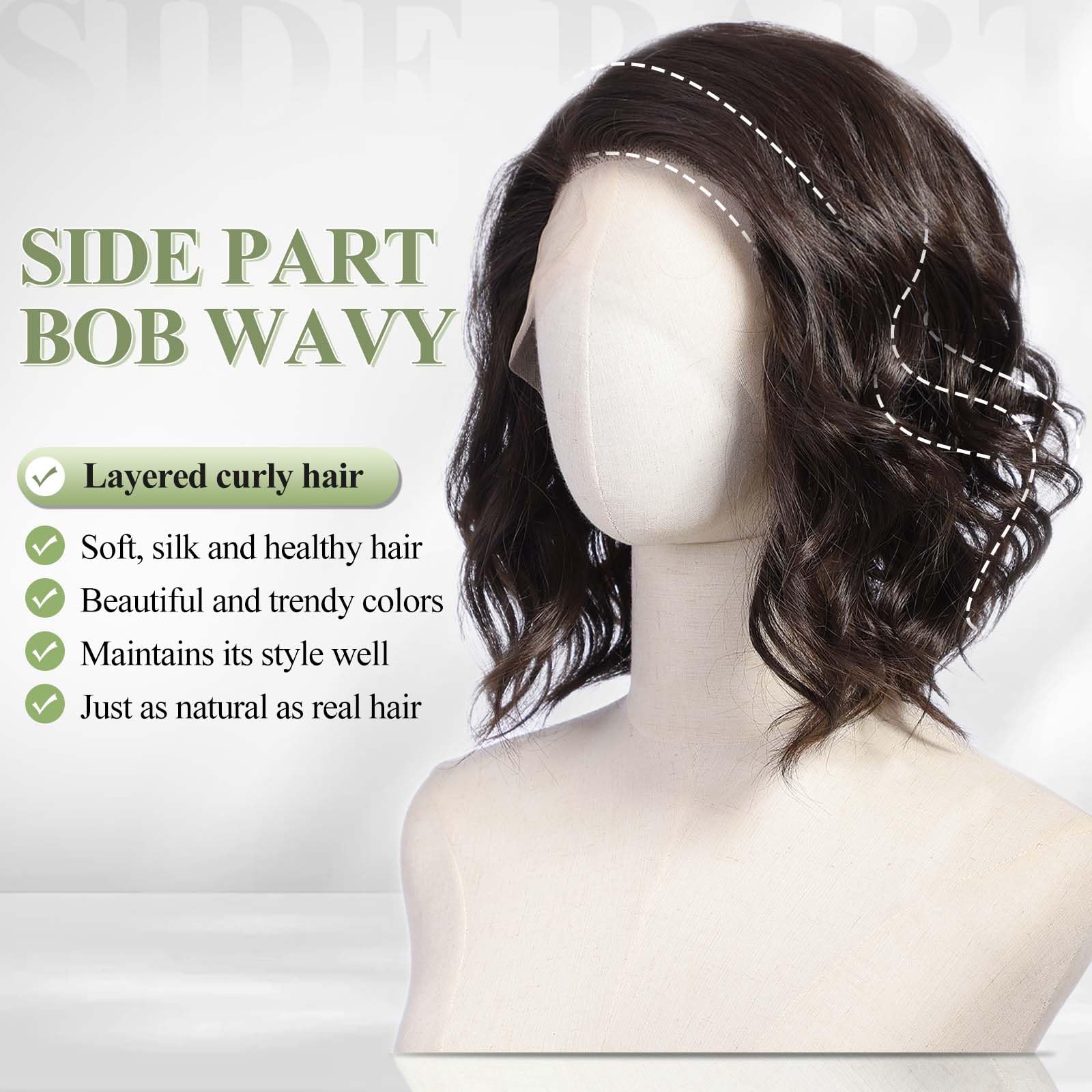 Side Part Wavy Synthetic Wig D - Women'S Shoes Bobs ulasan dan harga