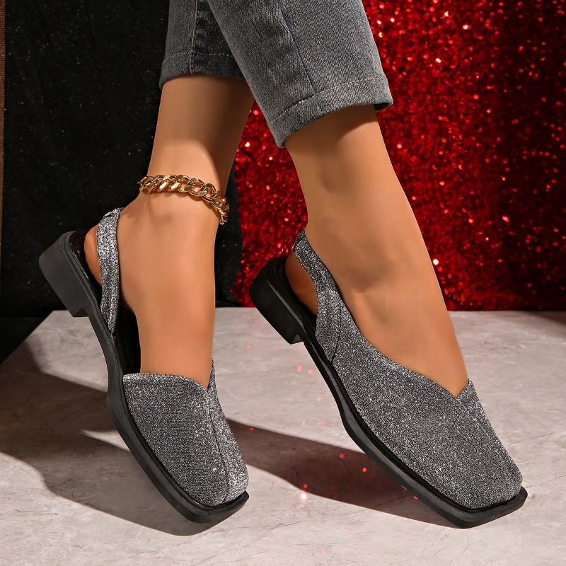 Elegant Glitter Slingback Flat - Shoes For Women Flats ulasan dan harga