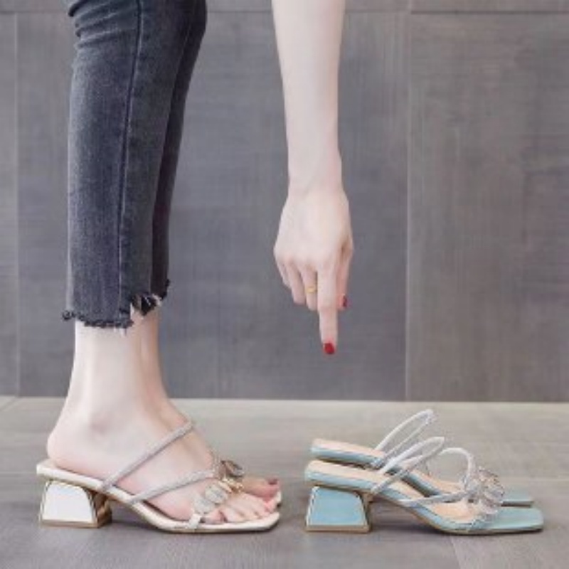Women Summer Rhinestone Clear  - Clear Strap Heel ulasan dan harga