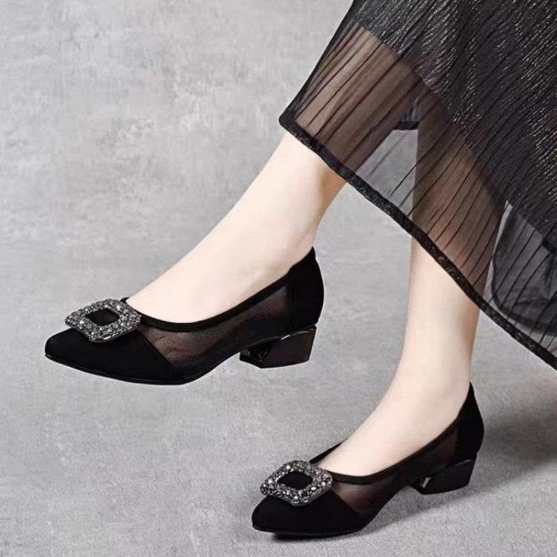 Elegant Pointed Toe Mesh Block - Women Shoes Formal ulasan dan harga
